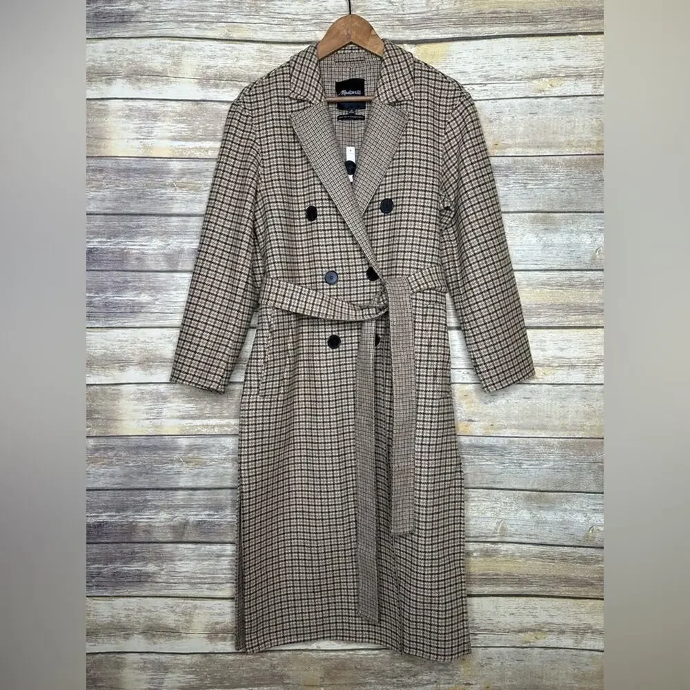 NWT Madewell XS Double-Faced Brushed Long Coat belted